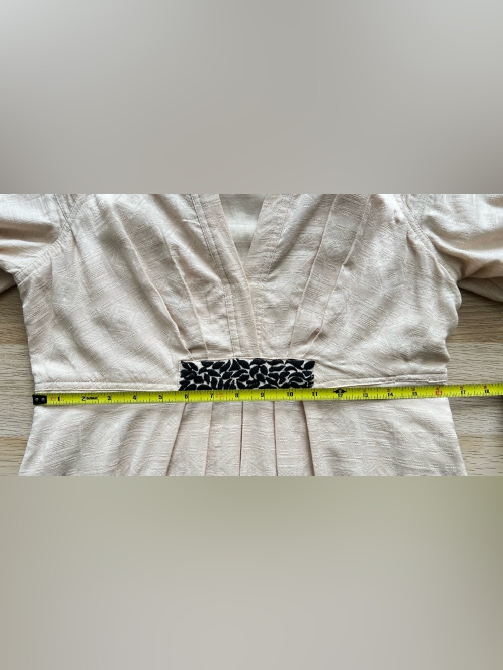 Anthro Orla Embroidered Mini Dress Size 10 Khaki Puff Sleeve Cotton - Picture 8 of 15